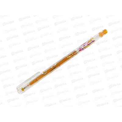 Ручка гелевая  CROWN золотая, люрекс, одноразовая, MTJ-500GLS(D) *12