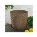 Кашпо РОТАНГ 2л с поддоном бежевый  Д 155 М3080 *26 Кашпо РОТАНГ 2л с поддоном бежевый  Д 155 М3080 *26
