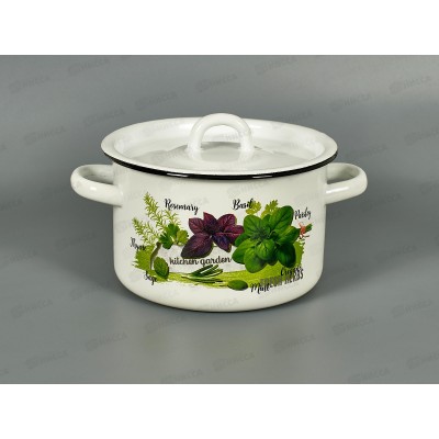 Кастрюля 2,0л эмалированная с рисунком 01-1610.1/4 Базилик *8