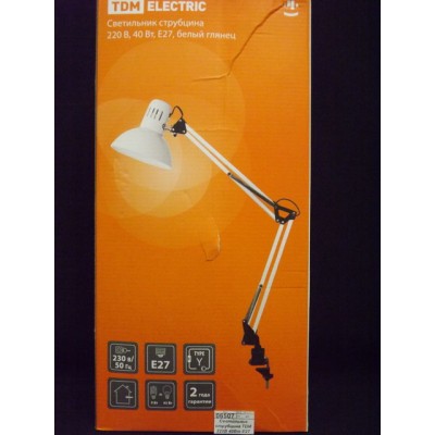 Светильник струбцина TDM 220В 40Вт E27 белый глянец