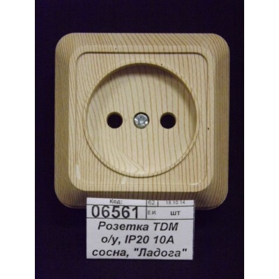 Розетка TDM открытой установки, IP20 10А сосна, &quotЛадога&quot, 0049