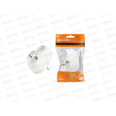 Блок на 3гнезда (тройник) 2П+З с заземлением круглый 16А 250В, 0028 TDM *10/50