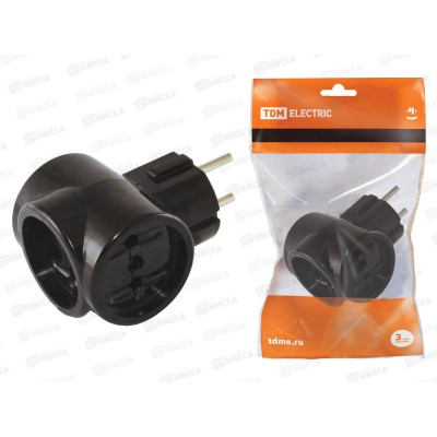 Тройник TDM 3*2П 16А 250В Евро &quotРетро&quot карболит  *20