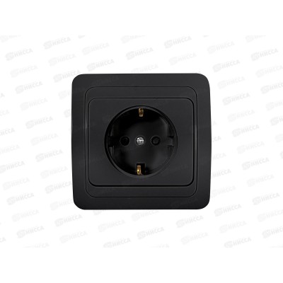 Розетка накладная CLASSICO черная, с заземлением, 2028B IN HOME