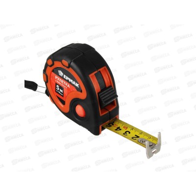 Рулетка 5м ЕРМАК 3 фиксатора, двухкомпонентный корпус   658-125 г