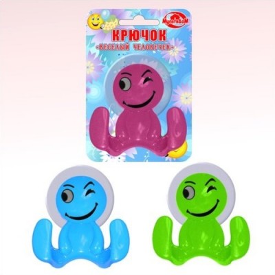 Крючок "Веселый человечек"/"Улыбка" на присоске TL27-68 *12 Крючок "Веселый человечек"/"Улыбка" на присоске TL27-68 *12