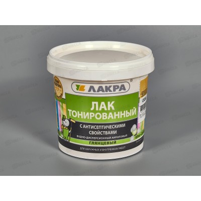 ЛАК воднодисперсионный тонированный Сосна 0.9кг Л-С *6 ЛАКРА ЛАК воднодисперсионный тонированный Сосна 0.9кг Л-С *6 ЛАКРА