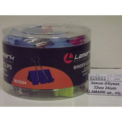 Зажим для бумаг LAMARK цветной, пластиковая упаковка, BC0324 32мм 24шт *48 Зажим для бумаг LAMARK цветной, пластиковая упаковка, BC0324 32мм 24шт *48