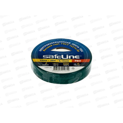 Изолента SAFELINE 15мм, 20м зеленый *10/200 Изолента SAFELINE 15мм, 20м зеленый *10/200