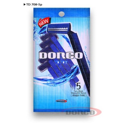 DORCO TG-708 одноразовые станки 5 штук 2 лезвия увлажняющая полоска   *20/320