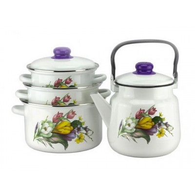 Набор кастрюль КРОКУСЫ 2-3128/4 (2л,3л,4л+чай3,5л) *1