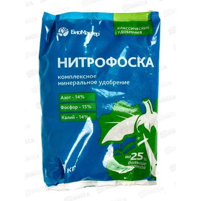БИО МАСТЕР Нитрофоска 1 кг (N-14,P-15,K-14) *25