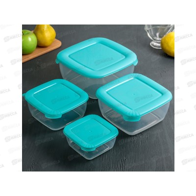 Набор контейнеров СВЧ квадратных Лайт 4шт С546*18 Набор контейнеров СВЧ квадратных Лайт 4шт С546*18