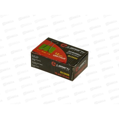 Зажим для бумаг LAMARK неоновый, картонная упаковка, BC0686 15мм 12шт *12