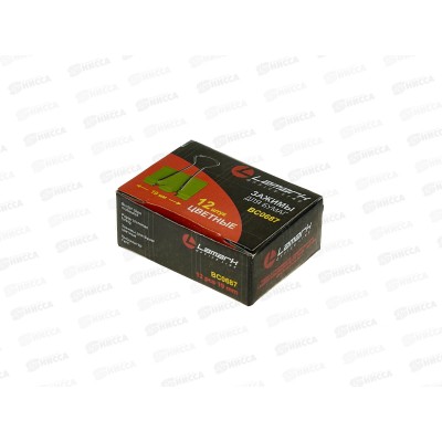 Зажим для бумаг LAMARK, BC0687 19мм 12шт неоновый, картонная упаковка *12