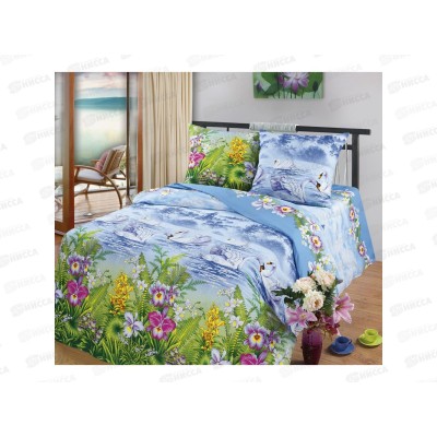 Комплект постельного белья 2 спальный 215*175 бязь набивная ,плотность 125 Лебединое озеро