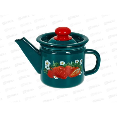 Чайник заварочный 1л декорированный бирюзовый с пластиковой кнопкой С2707.3Б *8