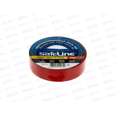 Изолента SAFELINE 19мм, 20м красный *10/200 Изолента SAFELINE 19мм, 20м красный *10/200