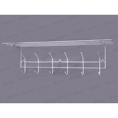 Вешалка для одежды 6 крючков с полкой белая АМ 07 *3 01874 Вешалка для одежды 6 крючков с полкой белая АМ 07 *3 01874
