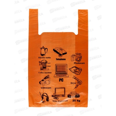 Пакет майка ПНД 40*64*22мкм Электрон 22мкм оранжевый*50/1000 Пакет майка ПНД 40*64*22мкм Электрон 22мкм оранжевый*50/1000