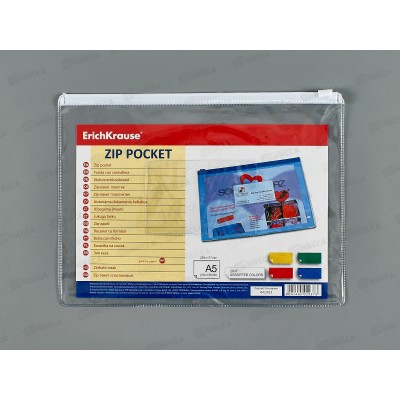 Папка на молнии EK А5 прозрачная, плотная, Zip, 2937 *12/240/960