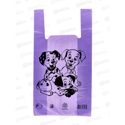 Пакет майка ПНД 30*55*23мкм Далматины сиреневые *50/2000 Пакет майка ПНД 30*55*23мкм Далматины сиреневые *50/2000