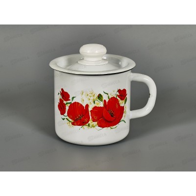Кружка 1,0л с крышкой, с  декором С0207.3 *8