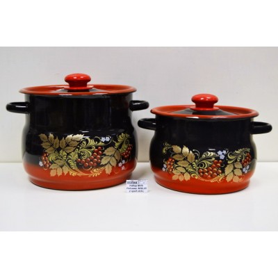 Набор №10 Рябинка N10L05 2 предмета (4,0л и 5,5л) красно-черная Набор №10 Рябинка N10L05 2 предмета (4,0л и 5,5л) красно-черная