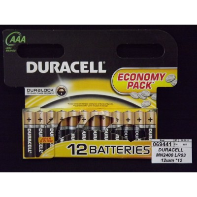 Батарейка DURACELL MN2400 LR03 12шт *12 Батарейка DURACELL MN2400 LR03 12шт *12