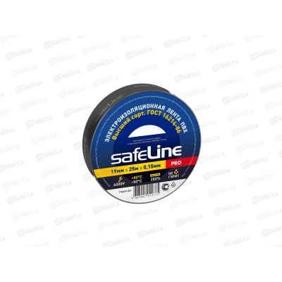 Изолента SAFELINE 19мм, 25м черный *10/160