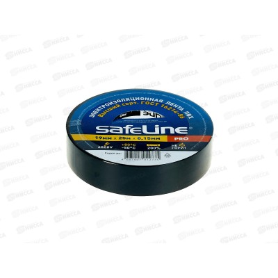Изолента SAFELINE 19мм, 25м черный *10/160 Изолента SAFELINE 19мм, 25м черный *10/160