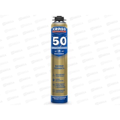 Пена монтажная KRASS  Professional V50 ПРО 725мл всесезонная (Лакра) *12