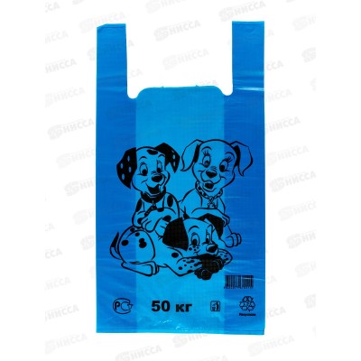 Пакет майка ПНД 30*55*30мкм Далматины синие *50/1000