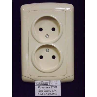 Розетка TDM двойная, cкрытой установки, 10А сл.кость &quotОнега&quot, 0046