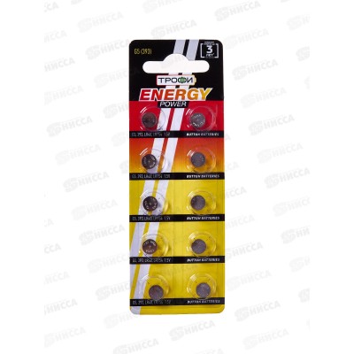 Батарейки ТРОФИ G5 (393, LR754, LR48) *10/200/1600 Батарейки ТРОФИ G5 (393, LR754, LR48) *10/200/1600