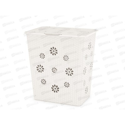 Корзина 60л для белья "Плетёнка" (белая) *4 М2254 Корзина 60л для белья "Плетёнка" (белая) *4 М2254