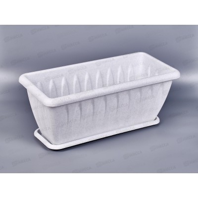 Ящик для растений Фелиция мраморный 40см с поддоном С185М*9 Ящик для растений Фелиция мраморный 40см с поддоном С185М*9