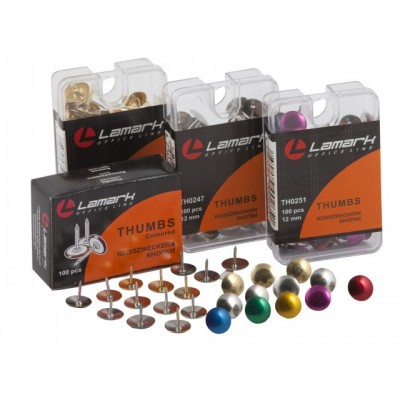 Кнопки канцелярские 100шт 12мм LAMARK картонная упаковка, никелированные, TH0246 *10/500