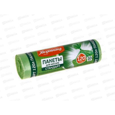 Мешки для мусора 120л/10шт (рулон) Хозяюшка 14мкр *50 Мешки для мусора 120л/10шт (рулон) Хозяюшка 14мкр *50