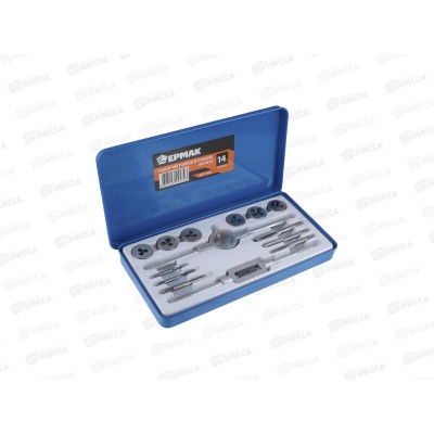 Набор метчиков и плашек 14предмета. ЕРМАК М3-М10    657-002  г