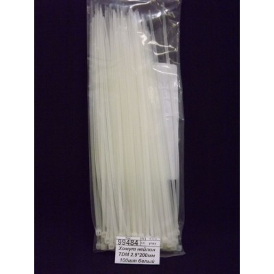 Хомут нейлон TDM 2.5*200мм 100шт белый *20