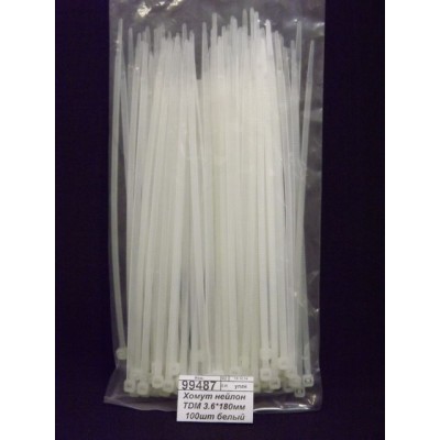 Хомут нейлон TDM 3.6*180мм 100шт белый *20