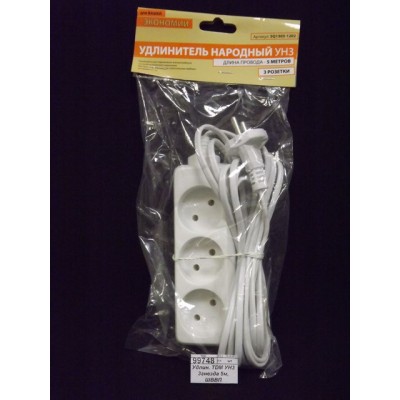 Удлинитель TDM УН3 3гнезда 5м, ШВВП 2*0.75кв.мм 6А, 1202 *50