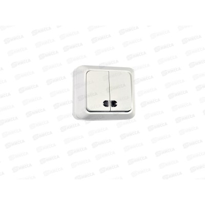 Выключатель TDM 2-клавишный открытой установки,с подсветкой, IP20 10А белый "Ладога", 0007 Выключатель TDM 2-клавишный открытой установки,с подсветкой, IP20 10А белый "Ладога", 0007