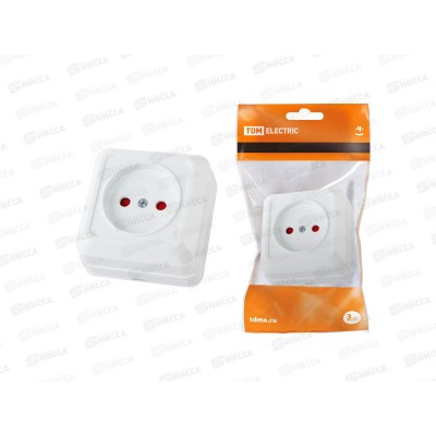 Розетка TDM открытой установки, с защитными шторками, IP20 10А белый &quotЛадога&quot, 0059 *10