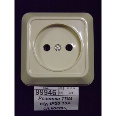 Розетка TDM открытой установки, IP20 10А слоновая кость, &quotЛадога&quot, 0014