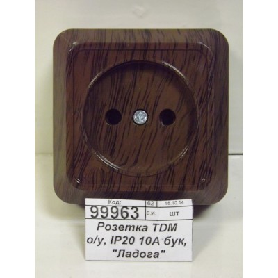 Розетка TDM открытой установки, IP20 10А бук, &quotЛадога&quot, 0033 *10