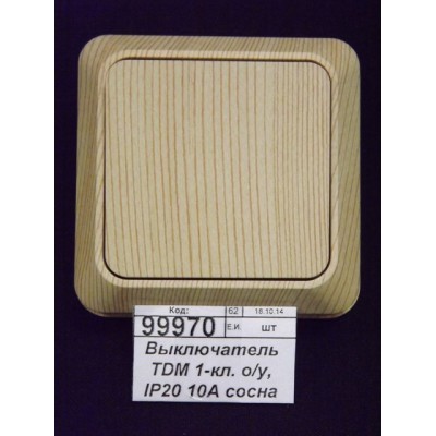 Выключатель TDM 1-клавиша открытой установки, IP20 10А сосна &quotЛадога&quot, 0043 *10