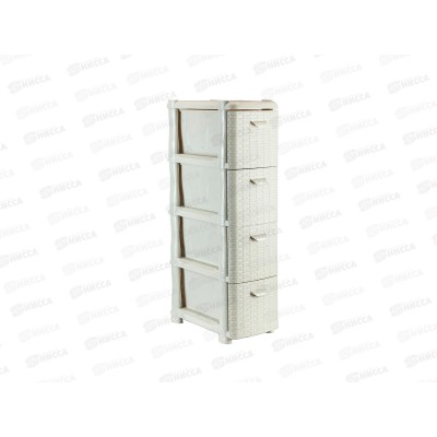 Комод узкий Ротанг 4-х секционный белый ротанг М2814*1 Комод узкий Ротанг 4-х секционный белый ротанг М2814*1