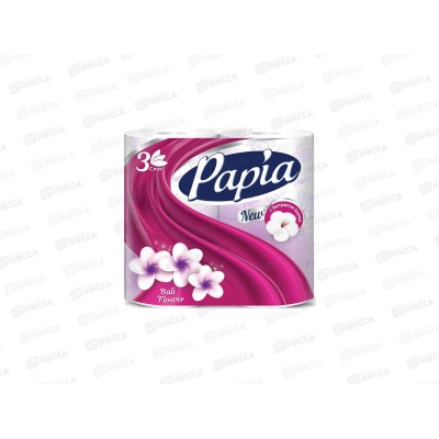 Бумага туалетная Papia Bali Flower 3-х слойная 4шт белая с ароматом и рисунком *14 Бумага туалетная Papia Bali Flower 3-х слойная 4шт белая с ароматом и рисунком *14